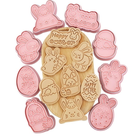 

XunW Cookies Molded Case Cartoon Bunny Mould Fondant Baking Tool Kitchen Tools Pp Bpa Free Non-Toxic 8Pcs/Set Easter Plastic