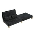 thumbnail image 4 of MOONMISS Chenille Upholstered 3-in-1 Convertible Sleeper Foldable Sofa Bed Recliner Chair with 3 Pillows-Black, 4 of 6