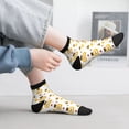 thumbnail image 2 of Rateoe Bees and Flowers Pattern Quarter Crew Socks,Toe Seamed Ankle Socks,Cotton Cushioned Breathable Athletic Crew Sports Socks, 2 of 7