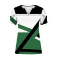 thumbnail image 4 of Womens Summer Top Plus Size Short Sleeve V Neck Color Block Casual T shirt Tunic Tops, 4 of 8