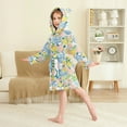thumbnail image 2 of FORMRS Niños Bathrobe Unisex Hooded Robe Soft Plush Pajamas Sleepwear, Size 2-3T, Blue Floral Wave, 2 of 7