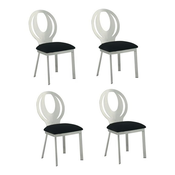 (Set of 4) Dining Chairs in Chrome and Black