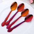 thumbnail image 4 of Tea Spoons 12-Piece Stainless Steel Set with Flower Edge Use for Home, Kitchen, Restaurant- 6.4 Inches-Red, 4 of 6