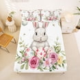 thumbnail image 5 of Erosebridal Wild Rabbit Full Size Sheets,Pink Flowers Blossom Bed Sheets For Girls Teens 4pcs, 5 of 6