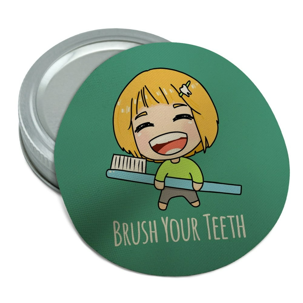Brush Your Teeth Toothbrush Kawaii Chibi Round Rubber NonSlip Jar