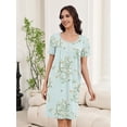 thumbnail image 3 of Ekouaer Nightgowns for Women with Pockets Button Front Short Sleeve House Dresses Floral Print Mumu Dress MooMoo Dresses, 3 of 8