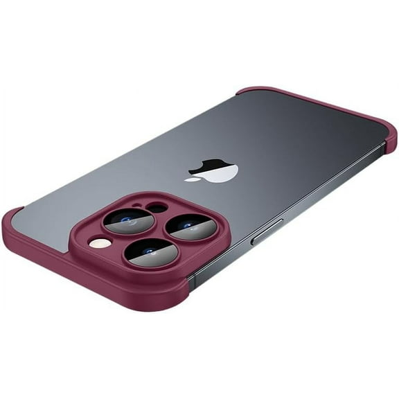 Frameless Series Designed for iPhone Case,Minimalist Protective Shock Absorption Soft TPU Shells & Elastomer Inlays Easy Fit,Shockproof Bumper Cover (Burgundy,iPhone 13 Pro)