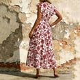 thumbnail image 5 of YuXingFu Womens Cotton Dresses with Sleeves Maxi V-Neck Plus Size Womens Dress Short Sleeve Womens Plus Size Summer Dress Long Casual Summer Red M, 5 of 7