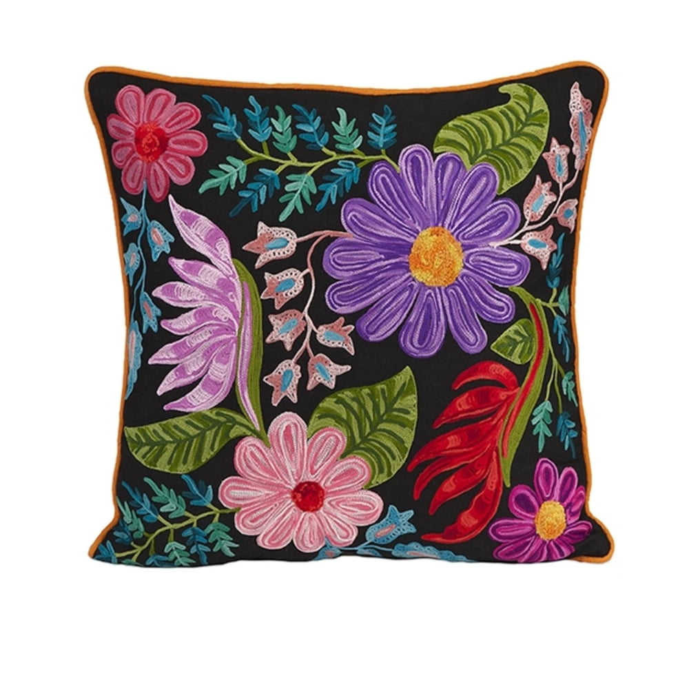 20" Jaylani Black Square Throw Pillow with Vibrant
