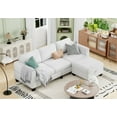 thumbnail image 2 of Youmumeub 78" L-Shaped Sectional Sofa, Couch with Storage Ottoman & Side Pockets, 3-Seat Sofa for Small Spaces, Living Room, White, 2 of 8