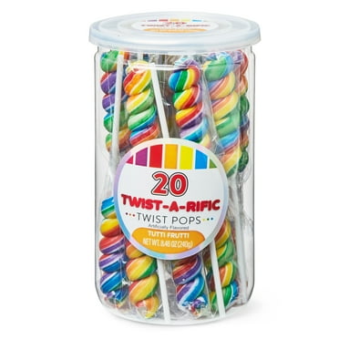 Hilco Twist-a-Rific Tutti Frutti Flavored Rainbow Twist Lollipops, 20 Count