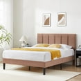 thumbnail image 2 of VECELO Queen Size Platform Bed Frame, Velvet Upholstered Bed Frame with Adjustable Headboard, No Box Spring Needed, Easy Assembly, Coffee, 2 of 10