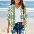 thumbnail image 3 of ZACPNCV Girls Lightweight Chiffon Cardigan Puff Sleeve Loose Beach Wear Cover Up Blouse Top Multicolor 7-8 Years, 3 of 4