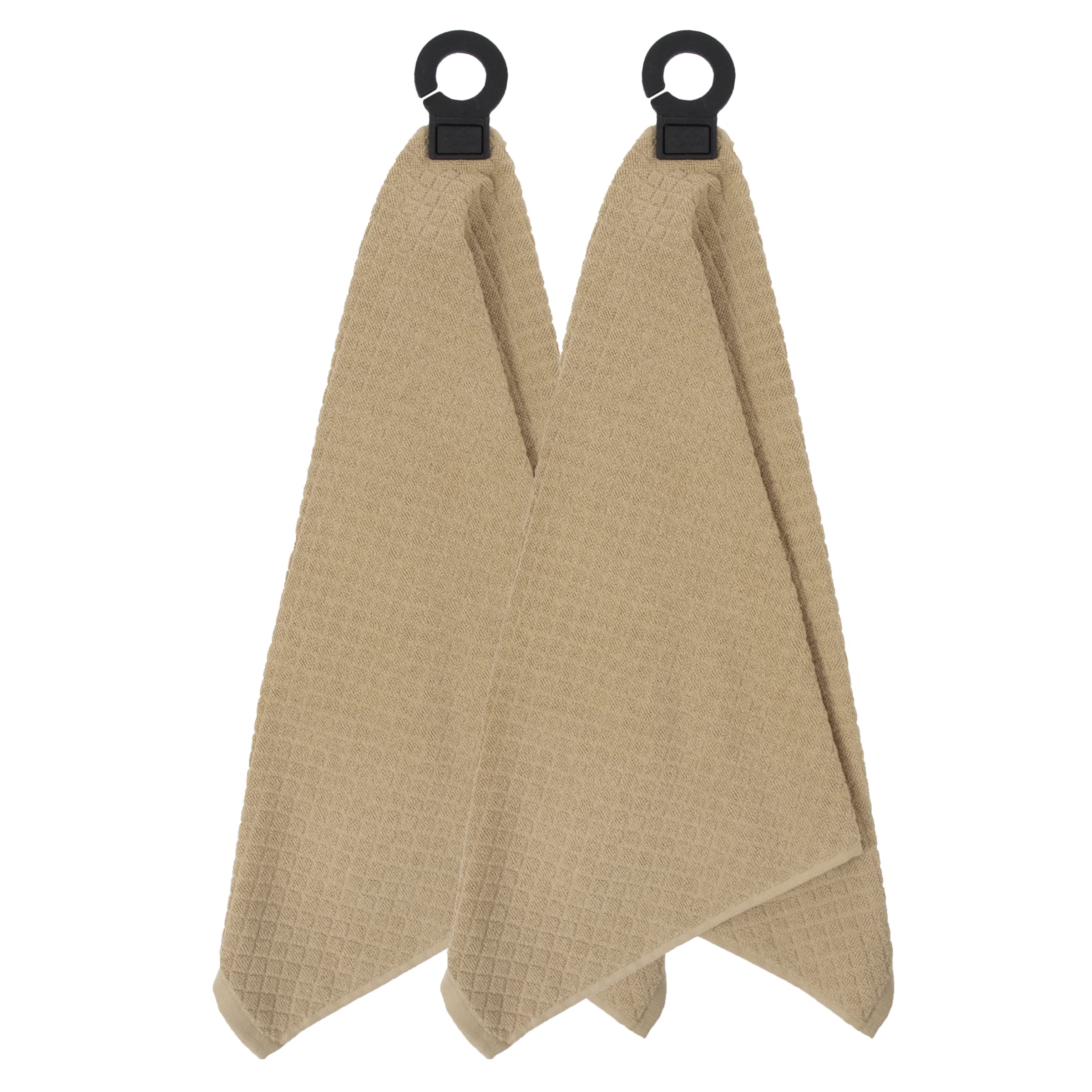 RITZ Hook and Hang Woven Kitchen Towel, Set of Two, Biscotti