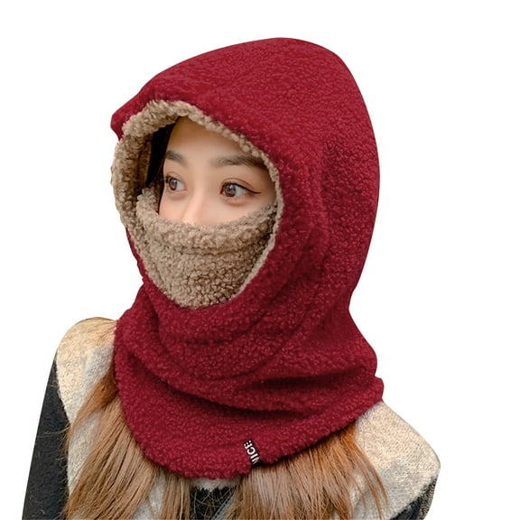 Women Hat Teens Knitted Fleece Hat Girl Windproof Winter Hat Ear Muffs Hat Warm Ear Neck Face Protective Hat Head Wear