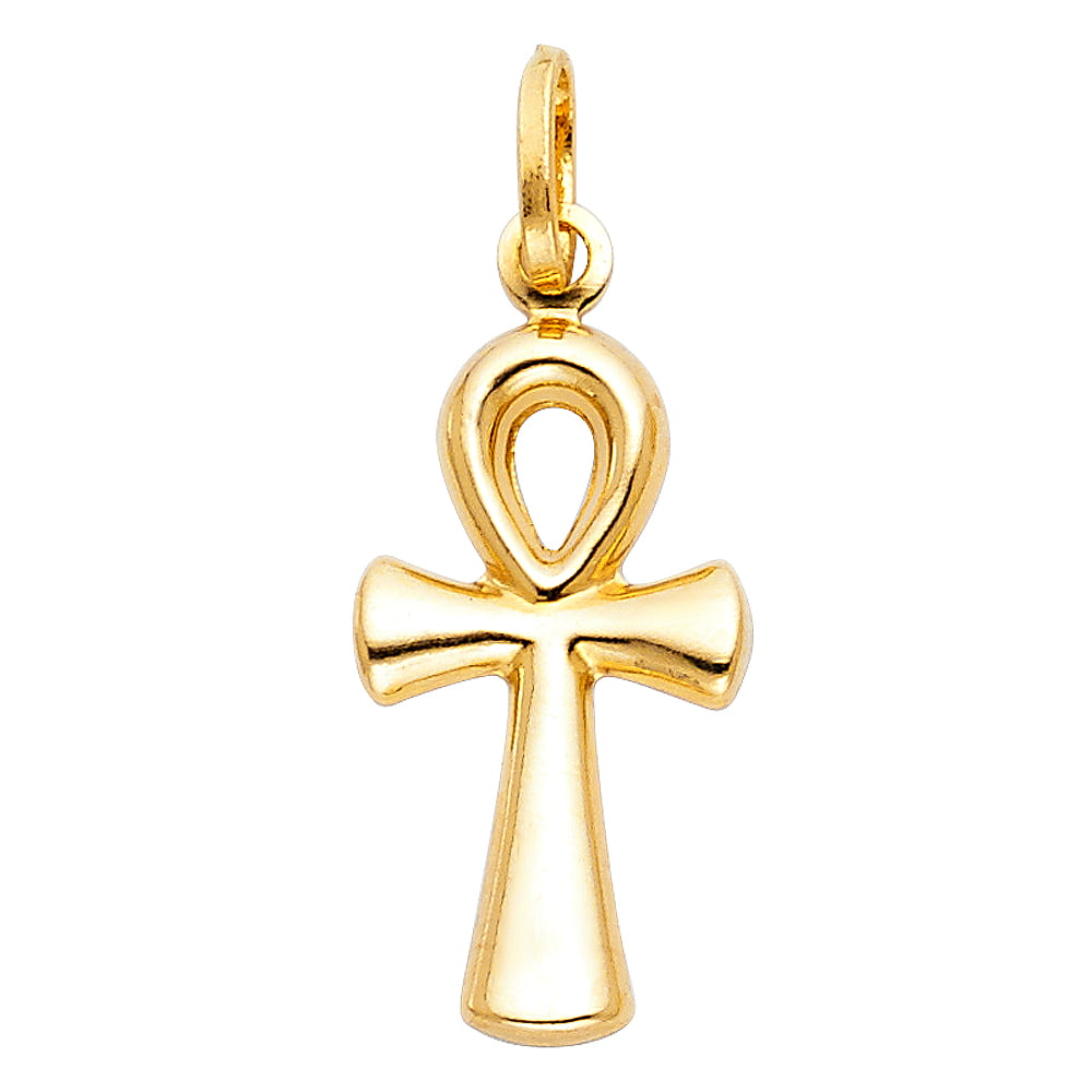 14k Yellow Gold Small Ankh Cross (Egyptian Symbol for Life) Charm ...