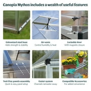 Palram - Canopia Mythos 6 x 4 Polycarbonate/Aluminum Walk-In Greenhouse – Silver - with Roof Vent