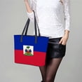 thumbnail image 6 of Haiti Flag Woman Leather Handbags Large Tote Bag Fashion Portable Handbags With Zipper, 6 of 7