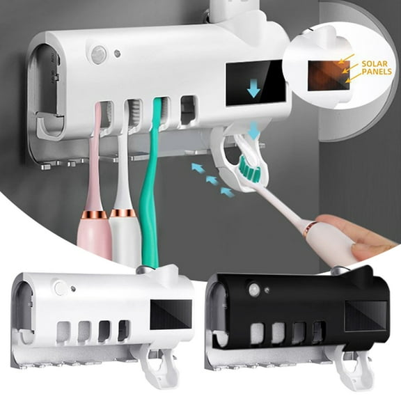 1*Toothbrush Holder Wall Mounted Automatic Toothpaste Dispenser and Toothbrush Holder for Bathroom Space Saving Bathroom Products