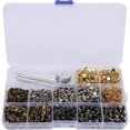 thumbnail image 1 of Kit de remaches de cuero de 363 piezas, remaches de latón de 2 tapas dobles, tachuelas de cuero con herramientas de ajuste para reparación de cuero y manualidades, 1 of 4