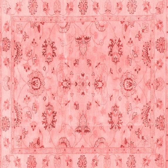 Ahgly Company Machine Washable Indoor Square Oriental Red Traditional Area Rugs, 7' Square