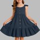 thumbnail image 5 of Vestido de Fiesta de Niña Bebé Color Sólido Plisado Casual con Botón Camisola Y Vestido de Princesa de Manga Larga Niñas de Moda Princesa Vestir, 5 of 6