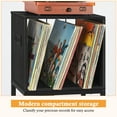thumbnail image 2 of RECORD PLAYER STAND WITH CHARGING STATION TURNTABLE STAND WITH LOCKER 3 TIER END TABLE Holds up to 40 albums Vinyl record stand Living room Black, 2 of 6