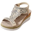 thumbnail image 2 of Viluyesy Womens Wedge Sandals, Peep Toe Ankle Strap Thick Sole Rhinestone Comfort Fashion Dress Shoes White US9.5, 2 of 9