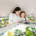 thumbnail image 5 of jejeloiu Cute Cartoon Gnome Queen Comforter Set,St.Patrick Day Bedding Sets,White Black Checkered Bedding Comforter Set For Boys Girls,Luxury Bedroom Decor Reversible,3pcs, 5 of 8