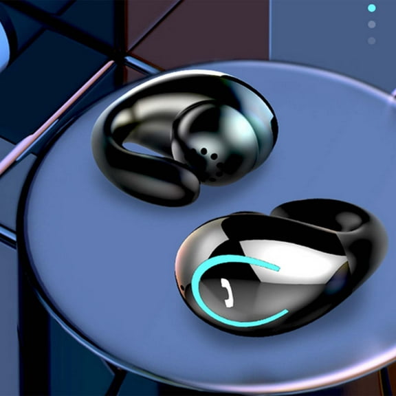 Jacenvly 2024 New Gaming Headset Bluetooth Earphone Ring Clip Ear To Ear Stereo Non In Ear Smart Earphones Noise Cancelling Headphones Black