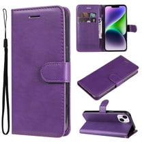 for iPhone 15 Wallet Case, with Credit Card Holder and Wrist Strap, RFID Blocking PU Leather Flip Magnetic Cell Phone Cover Case for iPhone 15 6.1 inch, Purple