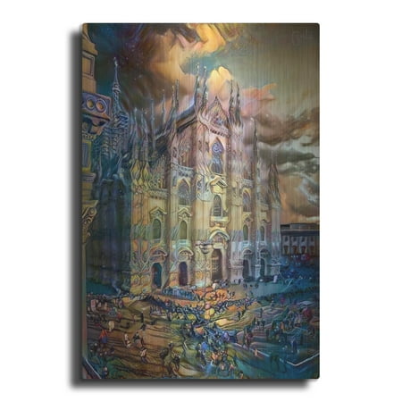 Luxe Metal Art 'Milan Italy Domm Cathedral' by Pedro Gavidia, Metal Wall Art, 12"x16"