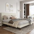 thumbnail image 2 of Kojooin Queen/King Size Platform Bed Frame, Modern Bed Frame with Upholstered Headboard and Strong Metal Slats Support, No Boxing Spring Needed, Easy Assembly, 2 of 7