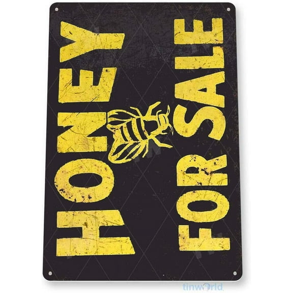 Tin Sign Honey for Sale Tin Metal Sign Bees Kitchen Farm Decor