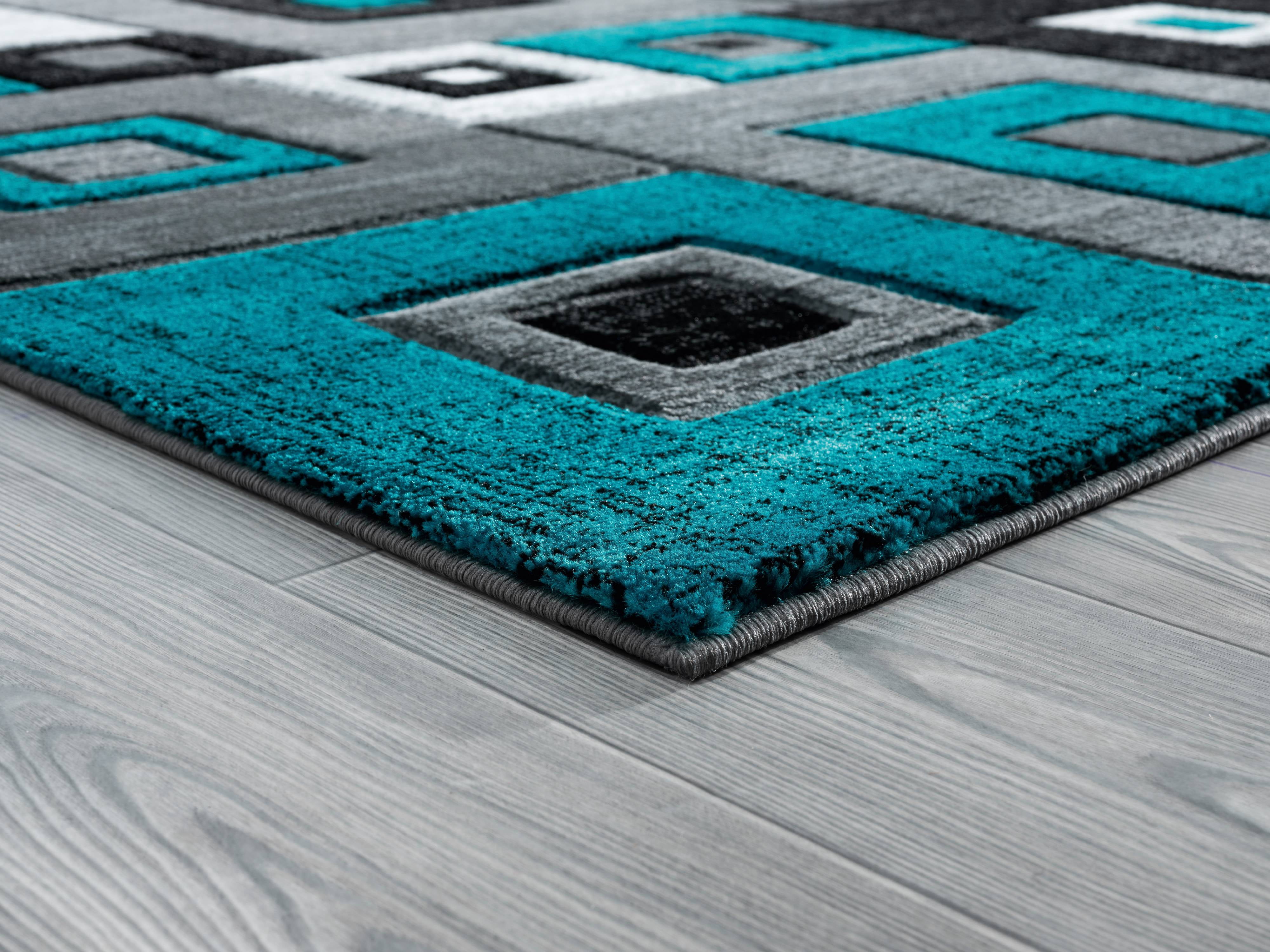 United Weavers Drachma Benson Modern Geometric Runner Rug, Turquoise, 2'7" x 7'4"