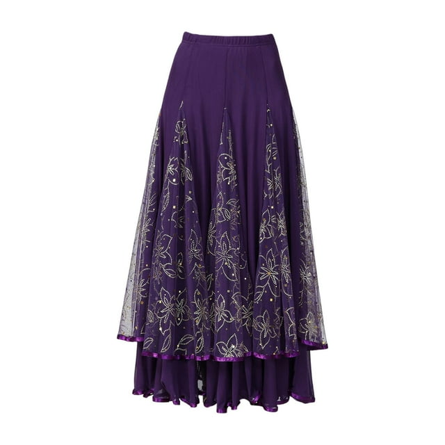 Falda de Baile Latino Strade Fareast Limited Falda Larga Talla XL Color Morado