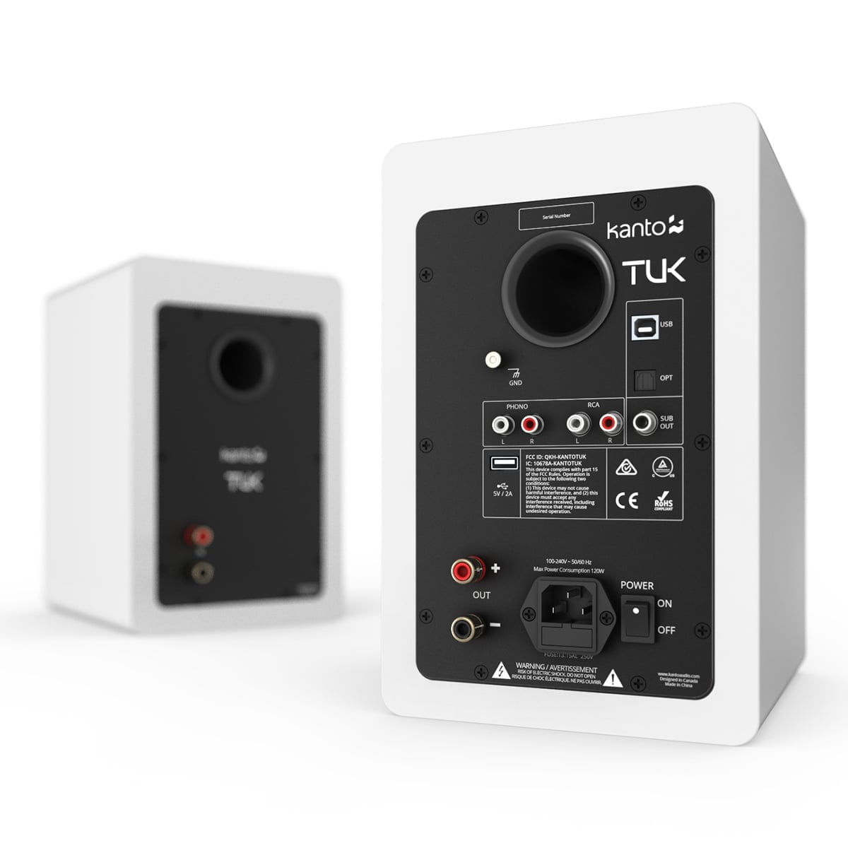 Kanto TUK Premium Powered Speakers with SE6 Elevated Desktop Speaker Stands (White)