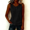 thumbnail image 6 of ClodeEU Women's Round Neck Sleeveless Tank Top,Casual Loose Fit Solid Color Blouse with Button for Summer Black,Women's Plus L, 6 of 6