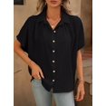 thumbnail image 1 of Mode Printemps/été pour Femmes Cardigan à Col Rabattu Style Urbain Élégant Blouse Décontractée à Manches Courtes pour Bureau, 1 of 5