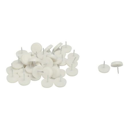 Wrought Iron Patio Furniture Chair Glides Unique Bargains 24mm Dia Nylon Head Furniture Chair Table Feet Protector Glide Nail White 30pcs ()