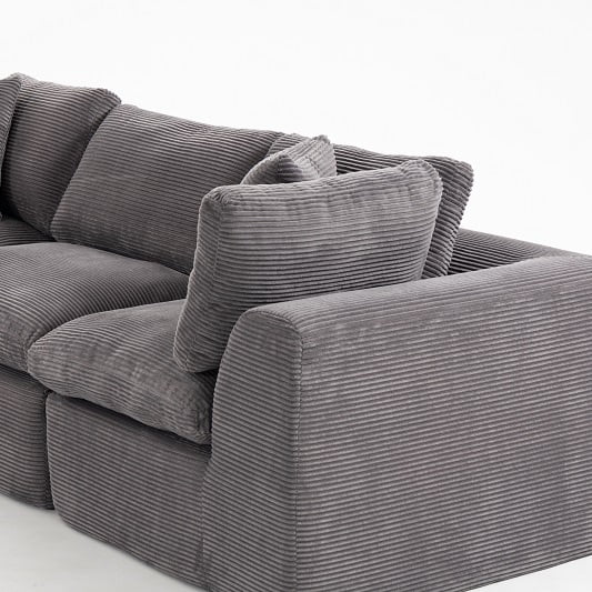 Modern Modular Sectional Sofa with Ottoman, Oversized 7-Seater L-Shaped Cloud Couch for Living Room, Apartment & Family Lounge, Dark Gray