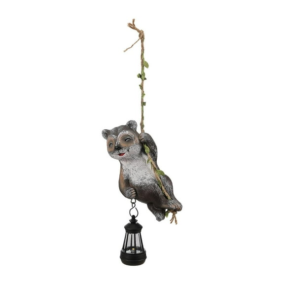 Bothyi Solar Light Outdoor Statue Raccoon Climbing on Rope for Patio Path Farmhouse