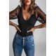 thumbnail image 2 of ABPHQTO Top de manga farol de malla negra para mujer, 2 of 5