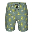thumbnail image 3 of Honeii's Cute Yoga Frogs Print Men's Casual Shorts with Drawstring，Swim Trunks Quick Dry Beach Shorts, 3 of 5