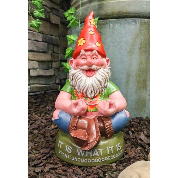 Ebros Highly Content Meditating Hippie Gnome Statue As Hipster Happy Gnome Decor