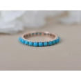 thumbnail image 4 of Round Blue Turquoise Full Eternity Band, Engagement Bridal Ring, Matching Band, Turquoise Jewelry, Promise Ring, 14K Rose Gold plated Band ring, 4 of 5
