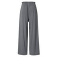 thumbnail image 4 of Pntutb Womens Plus Size Solid Color Linen Sashes Straight Casual Long Pants Trousers Gray XXL, 4 of 6