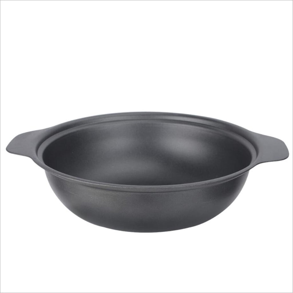 Cast Iron Wok Shallow Round Casserole Dish with Lid,Rice Noodle keep Warm 