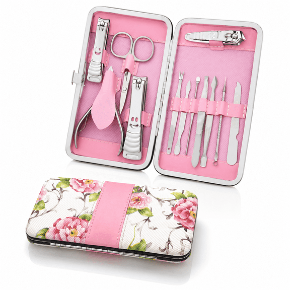 Manicure Pedicure Set 12 in 1 Nail Clippers Cuticle Cutters Stainless Steel Professional Toenail Clippers Nail Scissors Grooming Kit for Men Women with Travel Case