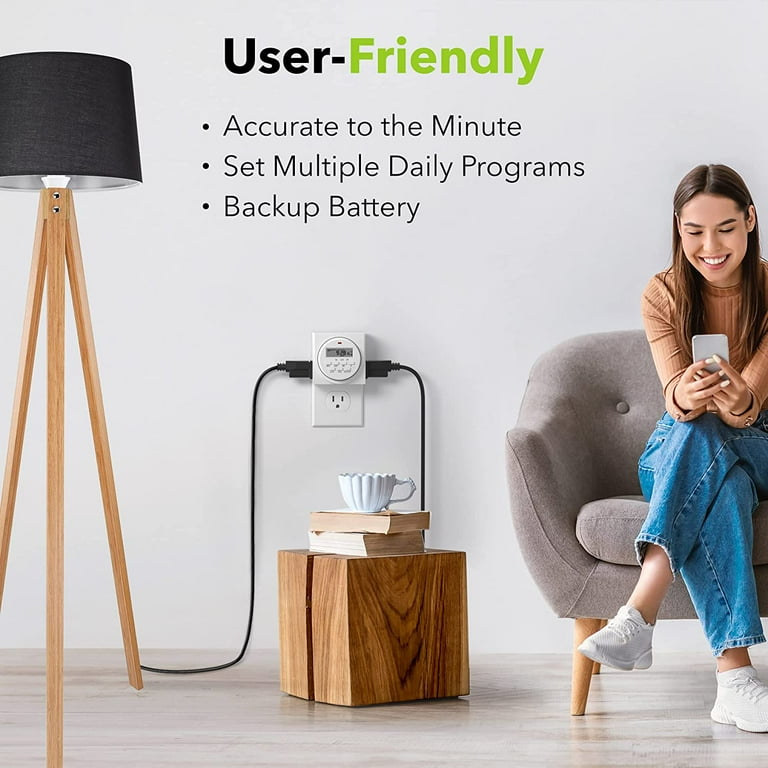 BN-LINK Digital Programmable Timer Dual Outlet Indoor Light Fan